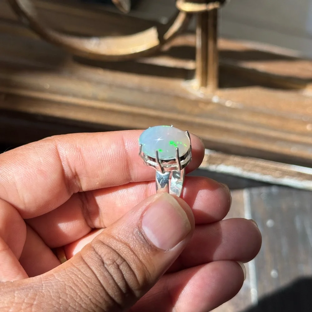 5 Carat Australian Opal Ring – Size 5.5 – 925 Sterling Silver